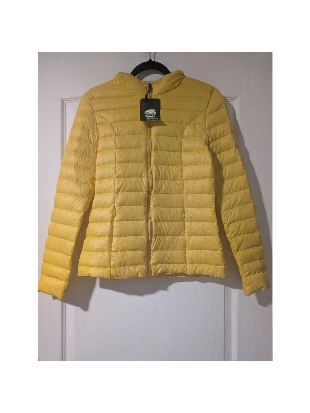 Roots | Algonquin Packable Down Hooded Puffer Sweater Coat In Yellow